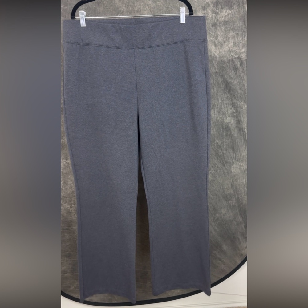 Susan Graver Charcoal Gray Pull-On Knit Pants 1X Stretch Straight Leg Lounge - Picture 3 of 6